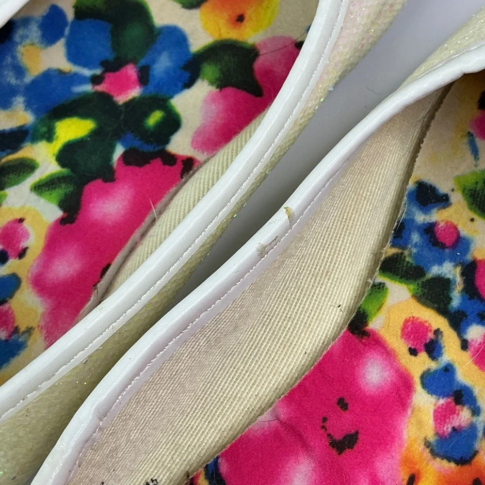 Faded Glory Iridescent Ballet Flat Kids Size 13 Glitter Sparkle Slip On Shoes